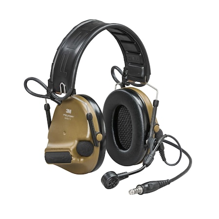 3M ComTac VI NIB Headset, Foldable, Single Lead, Standard Dynamic Mic, MI Input, NATO Wiring, Coyote 7100202863